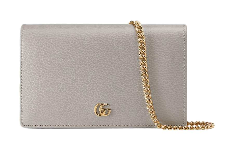 GUCCI GG Marmont Leather Shoulder Bag, Crossbody Bag Mini Women's Light Gray