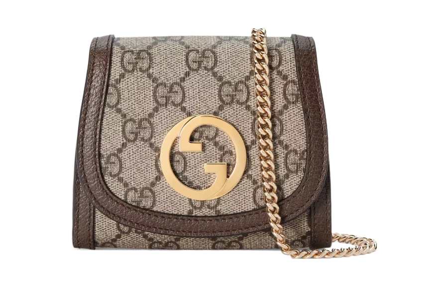 GUCCI Blondie Canvas With Leather Shoulder Bag, Crossbody Bag, Wallet Medium Women's Beige & Ebony