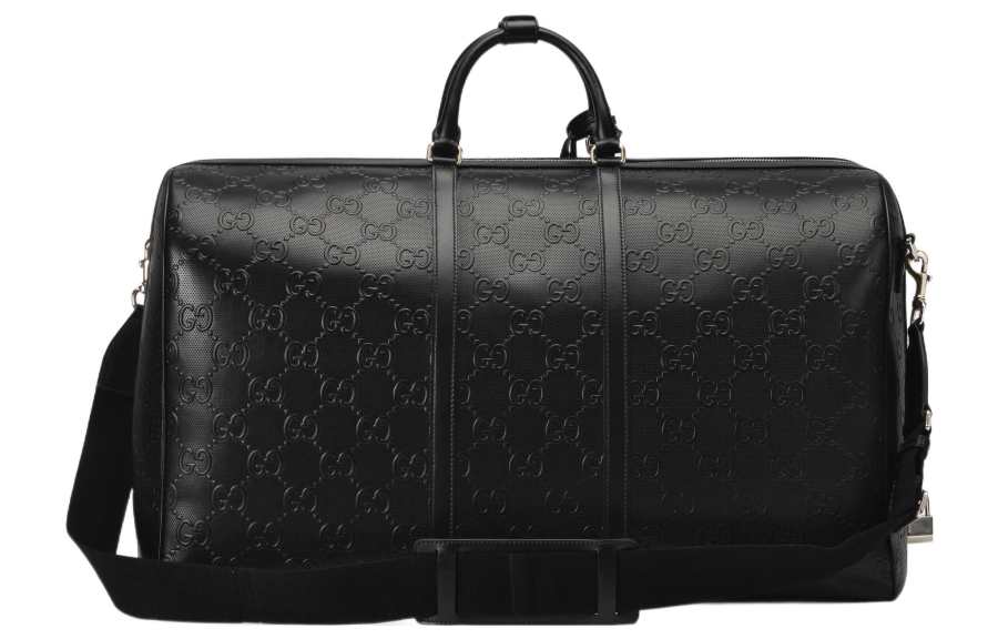 GUCCI Leather One Shoulder Crossbody Handheld Travel Bag Extra Large Men's Black