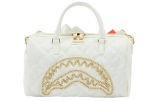 SPRAYGROUND Pu Boston Bag, Shoulder Bag, Crossbody Bag, Handbag Medium Unisex White