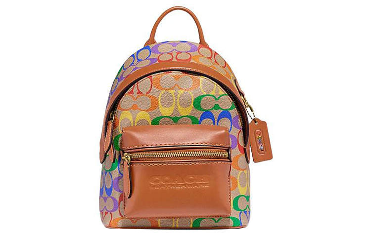 COACH COACH Charter Coated Canvas With Cow Leather Backpack Small Men's Rainbow