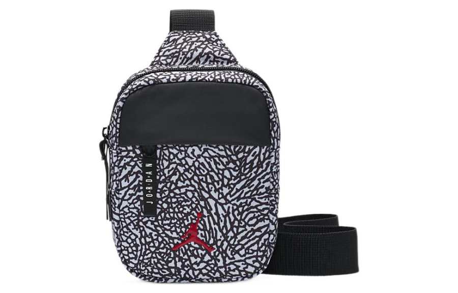 Jordan Jordan Cotton Nylon Shoulder Bag, Crossbody Bag, Sling Bag, Fanny Pack Regular Unisex Black Element Print