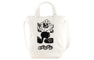 KENZO Cotton Tote Bag, Shopping Bag, Shoulder Bag, Handbag Regular Men's Ivory White