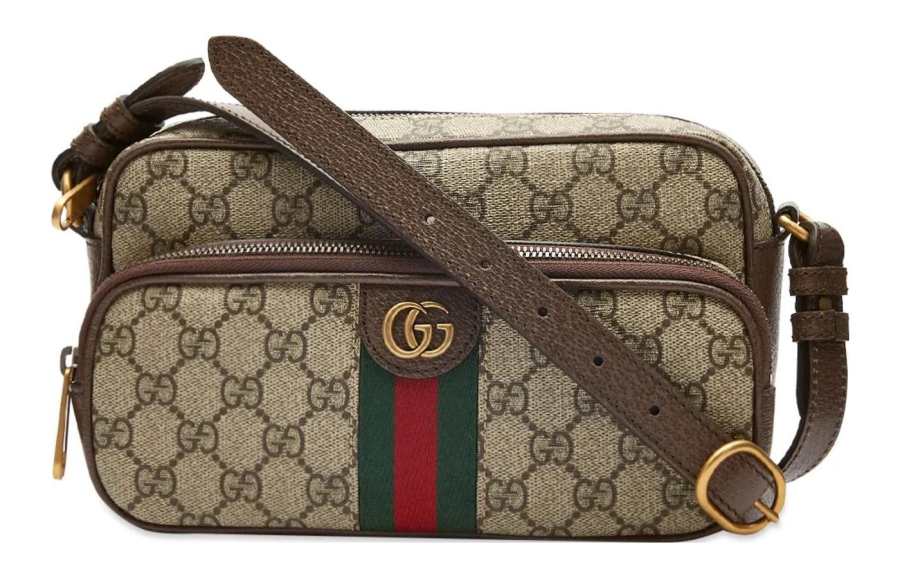 GUCCI Ophidia Canvas With Leather Trim Messenger Bag, Shoulder Bag, Crossbody Bag Men's Beige/Ebony