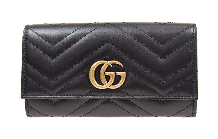 GUCCI GG Marmont Quilted Leather Wallet Women's Black