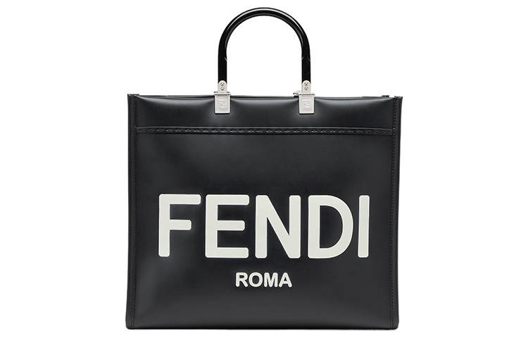 FENDI Sunshine Calfskin Tote Bag, Shopping Bag, Shoulder Bag, Crossbody Bag, Handbag Medium Women's Black