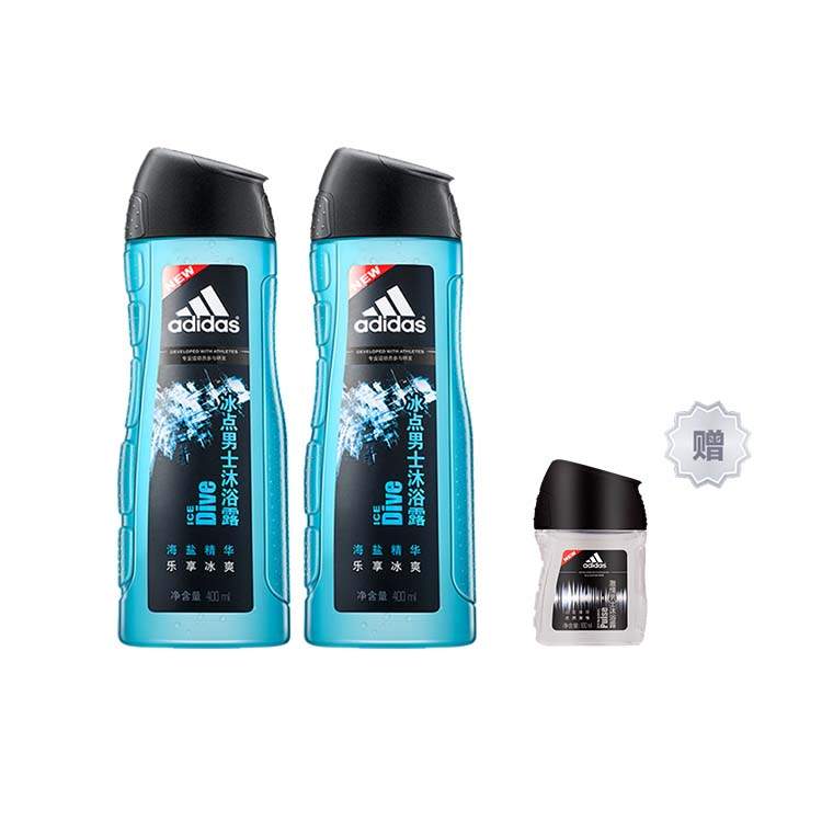 Adidas Adidas Ice Point Passion Men's Shower Gel Set Cleaning Hydrating Soothing Skin 2 Bottles/3 Bottles
