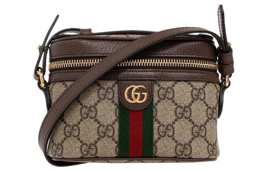 GUCCI Canvas With Leather Trim Handbag, Shoulder Bag, Crossbody Bag Mini Women's