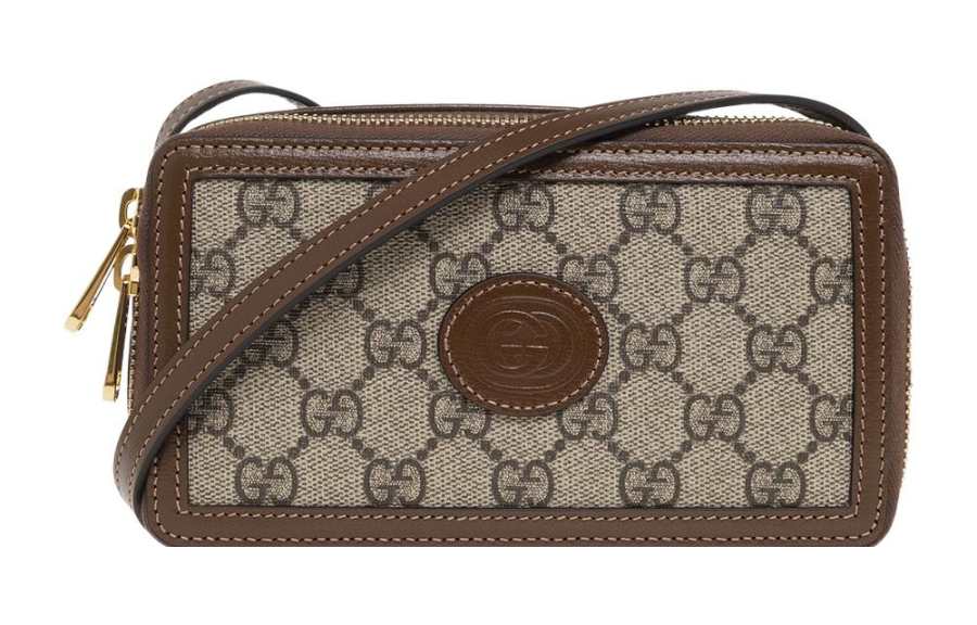 GUCCI Canvas With Leather Box Bag, Shoulder Bag, Crossbody Bag Mini Unisex