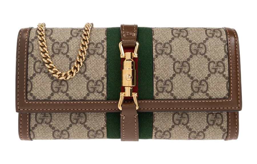 GUCCI Jackie 1961 Canvas With Leather WOC Chain Bag Shoulder Bag, Crossbody Bag Small Women's Ebony