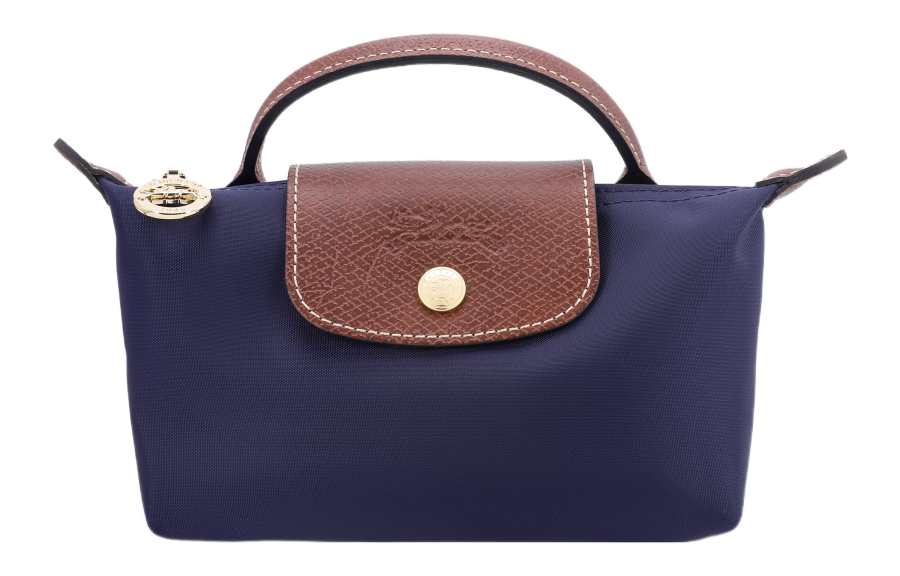 LONGCHAMP Le Pliage Recycled Canvas With Leather Dumpling Bag Handbag Women's Marine Blue