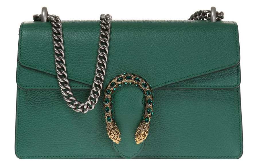 GUCCI Dionysus Leather Crossbody Bag, Shoulder Bag Women's Emerald
