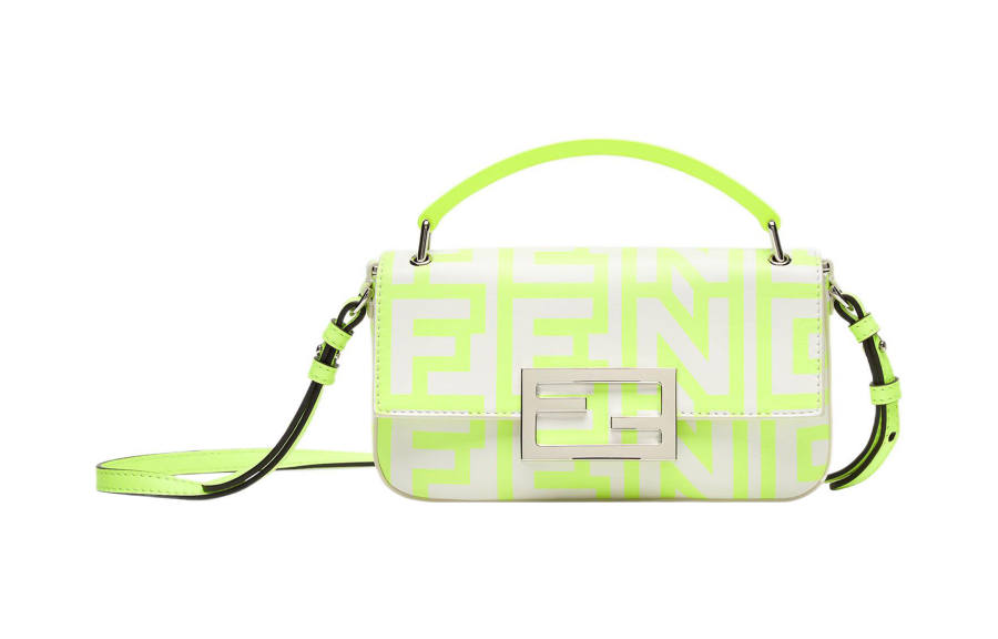 FENDI Marc Jacobs Collaboration Calfskin Portable One Shoulder Crossbody Cell Phone Pouch Women's Neon Yellow