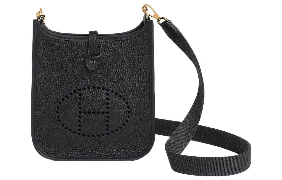 HERMES Evelyne Clemence Bullock Leather Crossbody Bag, Shoulder Bag 16 Women's 3Y Caban Black Cloth/Navy Blue