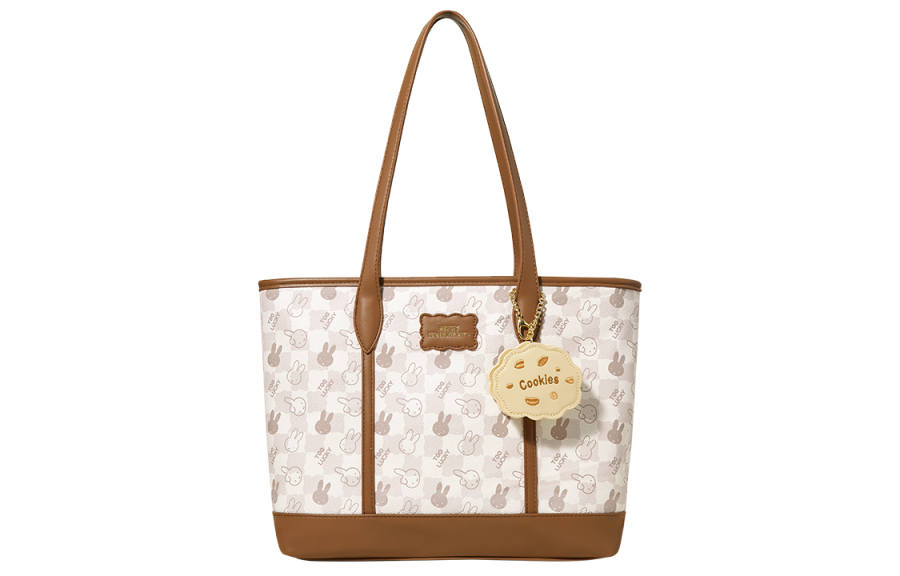 Miffy Pu Tote Bag, Shopping Bag, Shoulder Bag, Handbag, Shoulder Bag Women's Brown/Ecru