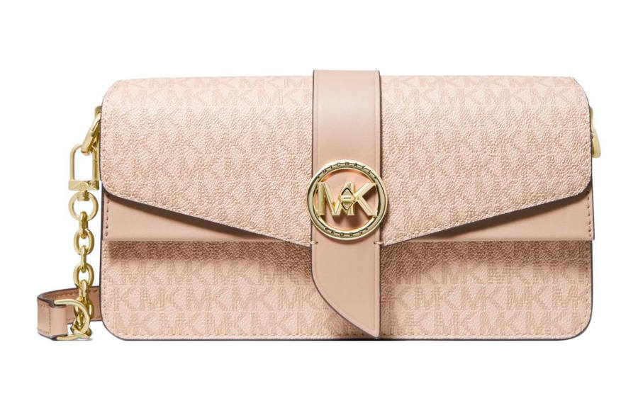 MICHAEL KORS Greenwich Leather Envelope Bag, Portable Crossbody Bag, Shoulder Bag Women's Pink