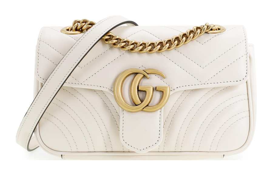 GUCCI GG Monogram Leather Crossbody Bag, Shoulder Bag Mini Women's White