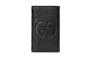 GUCCI Leather Card Holder Large Men's Black