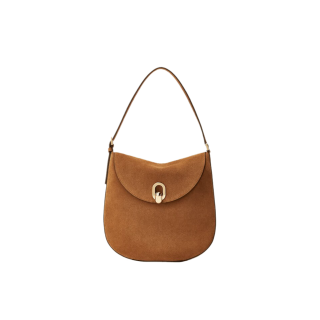 SAVETTE Cow Leather Hobo Bag, Handbag, Shoulder Bag Large Women's Cognac Brown