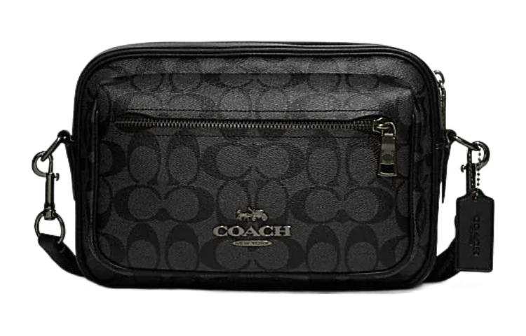 COACH Elise Coated Canvas With Cow Leather Crossbody Bags Men's Black