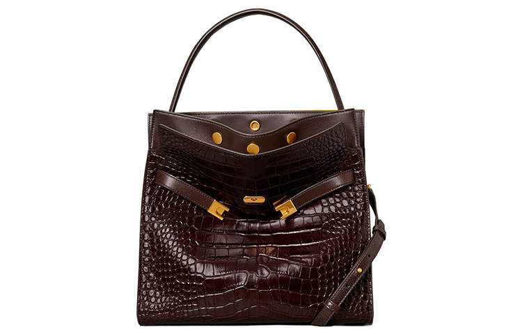 TORY BURCH Lee Radziwill Leather Double Layer Bag, Shoulder Bag, Crossbody Bag, Handbag Large Women's