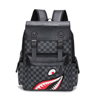 SURELAPTOP Leather Laptop Backpack Bag Large Unisex Checkerboard