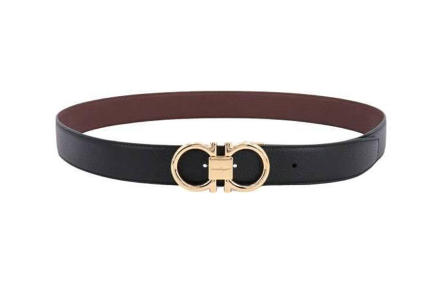 Ferragamo FERRAGAMO Leather Belts Men's Black Width 3.5cm