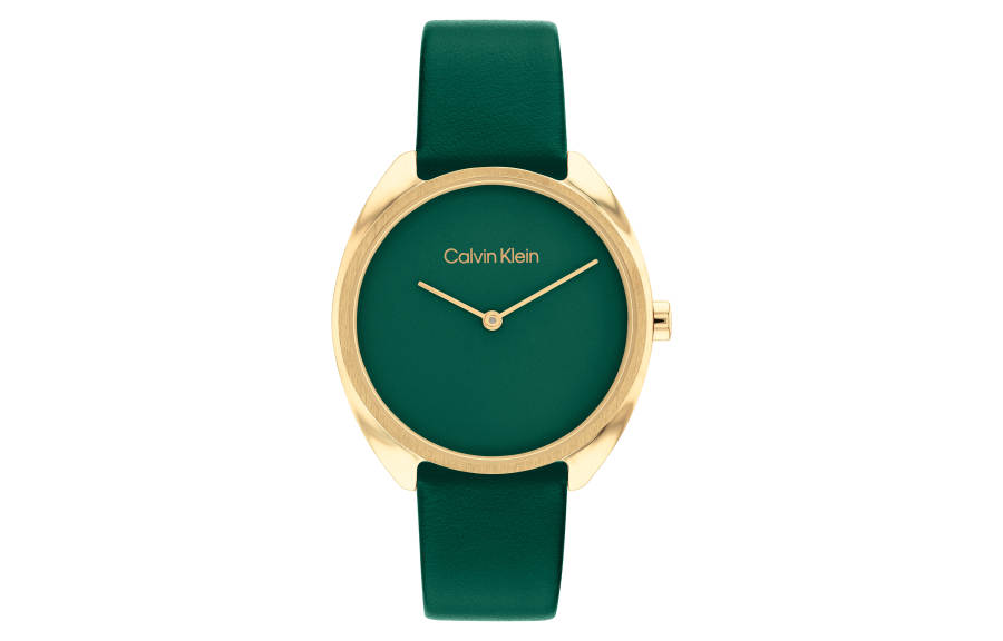 CALVIN KLEIN Wrist Watches Quartz Movement Leather Strap Green Dial Women's Watch Box Available For Purchase