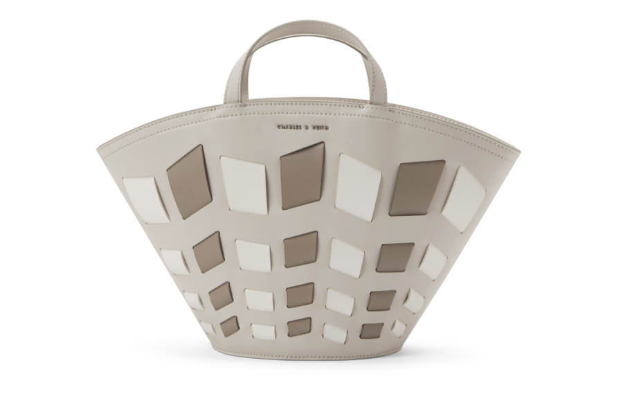 CHARLES&KEITH Polyurethane Synthetic Leather Bucket Bag, Handbag, Shoulder Bag Medium Women's Taupe/Beige
