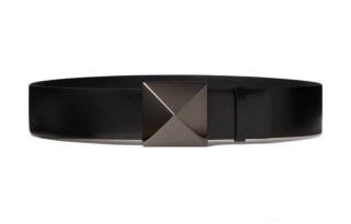 Valentino One Stud Calfskin Leather Belts Women's Black Width 4cm