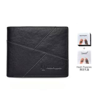 Hush Puppies Vegetable Tanned Top Grain Cow Leather Wallet Regular Men's Black