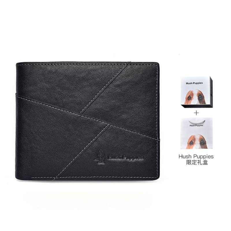 Hush Puppies Vegetable Tanned Top Grain Cow Leather Wallet Regular Men's Black