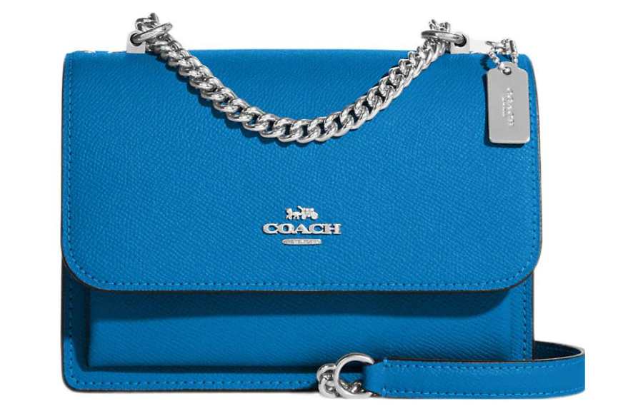 COACH Klare Cross Grain Leather Envelope Bag, Shoulder Bag, Crossbody Bag Small Women's Blue