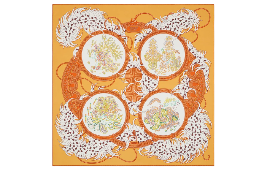 HERMES HERMES Silk Scarves Unisex Yellow
