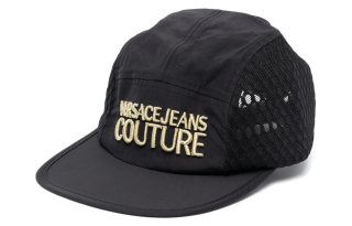 VERSACE JEANS COUTURE VERSACE Men Letter Embellished Baseball Cap Black