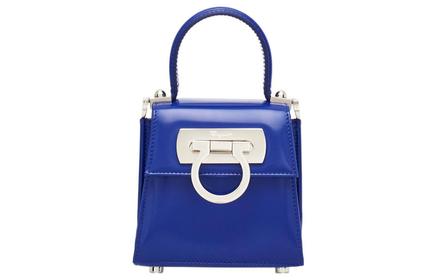 FERRAGAMO Leather Shoulder Bag, Crossbody Bag, Handbag Extra Small Women's Blue