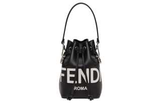 FENDI Leather Bucket Bag, Shoulder Bag, Crossbody Bag, Handbag Small Women's Black