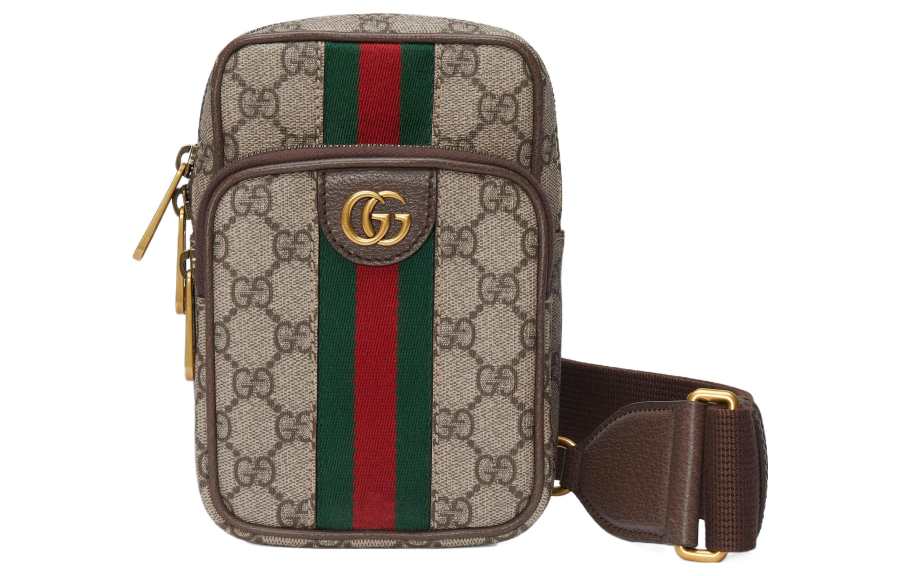 GUCCI Ophidia Canvas Shoulder Bag, Crossbody Bag Men's Beige & Ebony