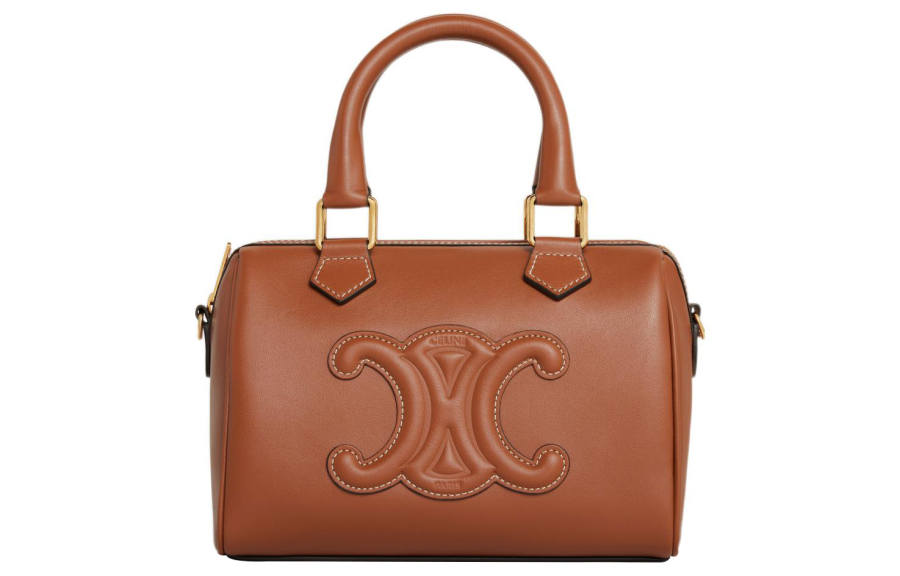 CELINE Cuir Triomphe Smooth Cow Leather Handbag Small Women's Tawny