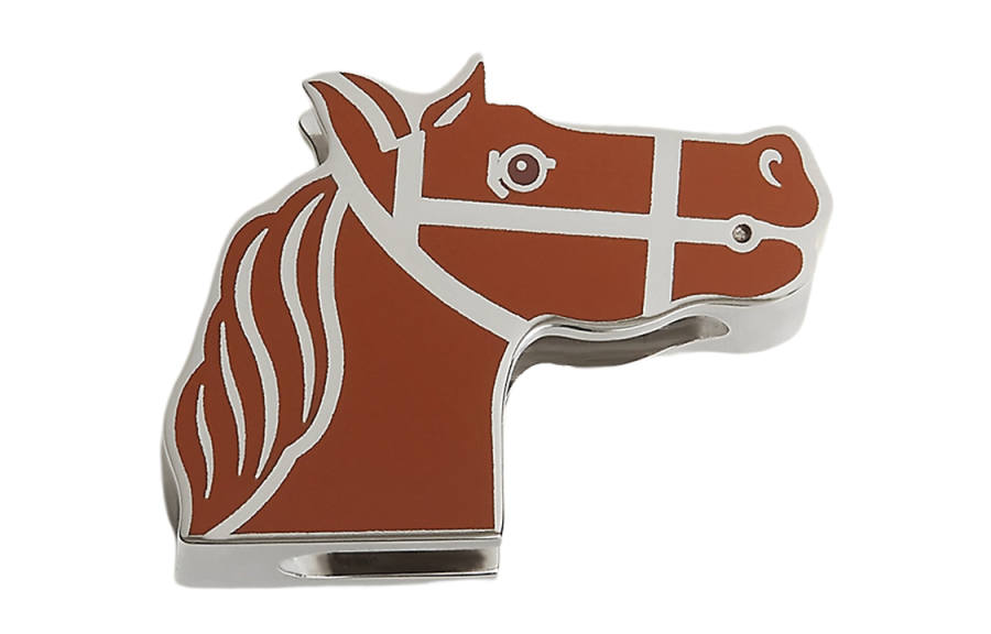HERMES HERMES Silk Scarf Clip Women's Brown/Silver