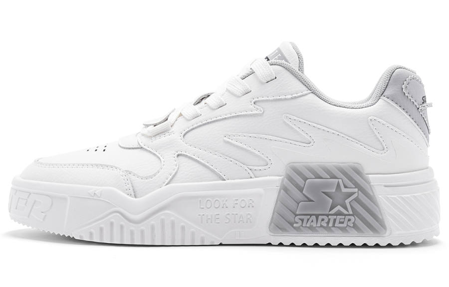 STARTER Vol Light Sound Wave Shoes Abrasion Resistant, Lightweight, And Breathable Low top Skateboard Shoes Men's White