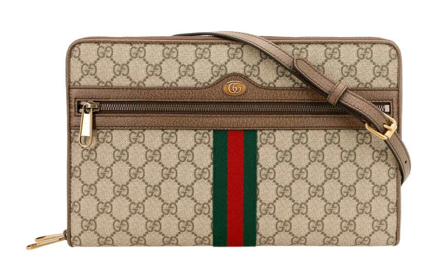 GUCCI Ophidia Canvas With Leather Trim Briefcase, Shoulder Bag, Crossbody Bag Men's Ebony