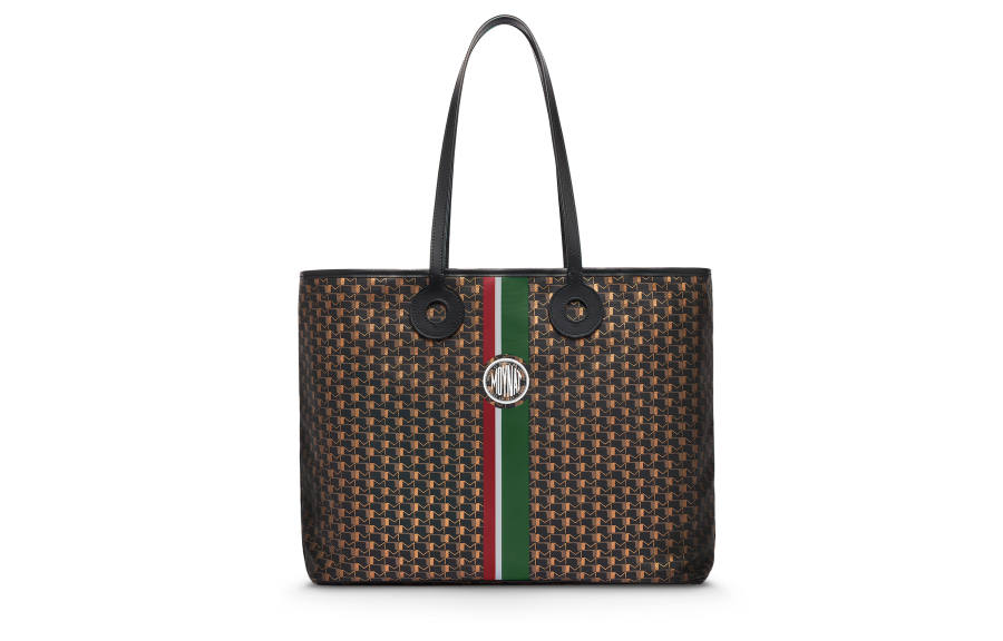 Moynat Toile 1920 Canvas With Leather Trim Handbag, Shoulder Bag Large Women's Black/Red/Orange