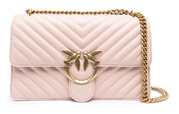 PINKO Nappa Leather Cow Leather Shoulder Bag, Crossbody Bag Women's Pink
