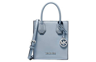 MICHAEL KORS Mercer Leather Tote Bag, Shopping Bag, Portable Crossbody Bag, Shoulder Bag Mini Women's Blue