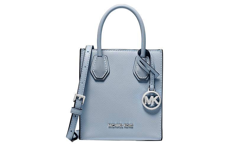 MICHAEL KORS MICHAEL KORS Mercer Leather Tote Bag, Shopping Bag, Portable Crossbody Bag, Shoulder Bag Mini Women's Blue