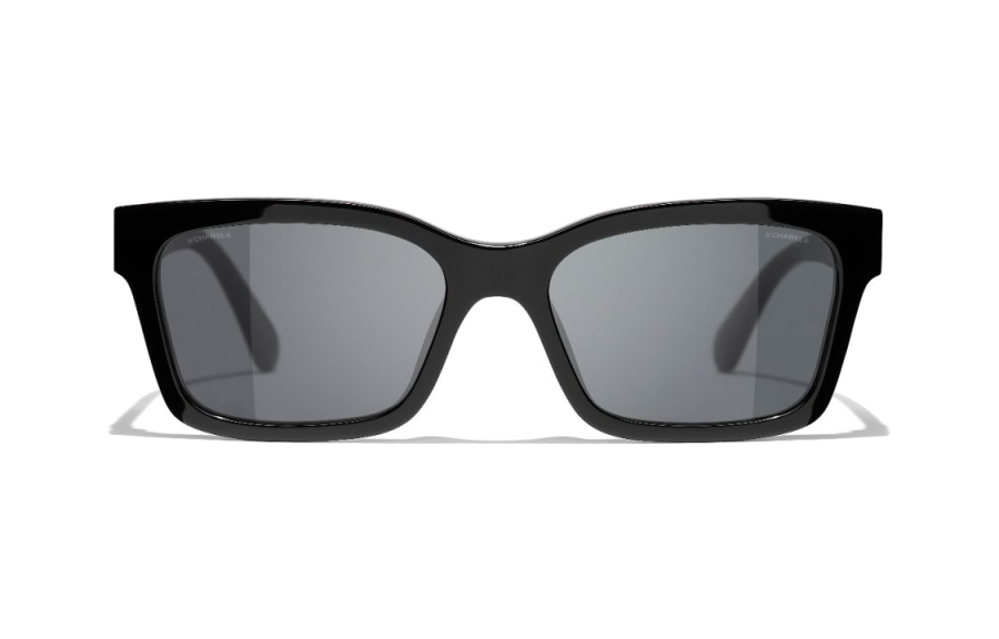 CHANEL CHANEL Plate Frame Irregular Shape Sunglasses Unisex Black