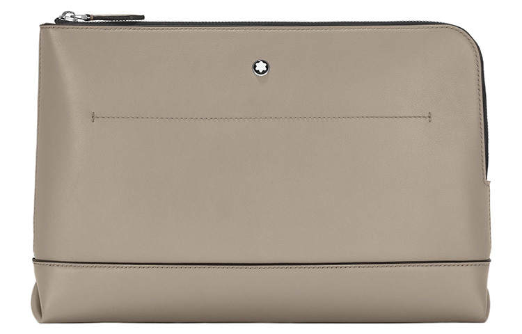 MONTBLANC Cow Leather One Shoulder Crossbody Storage Bag Clutch Men's Earth Gray