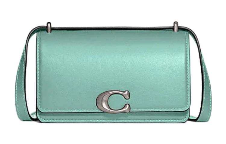 COACH Bandit Shiny Cow Leather Envelope Bag, Shoulder Bag, Crossbody Bag Small Women's Blue