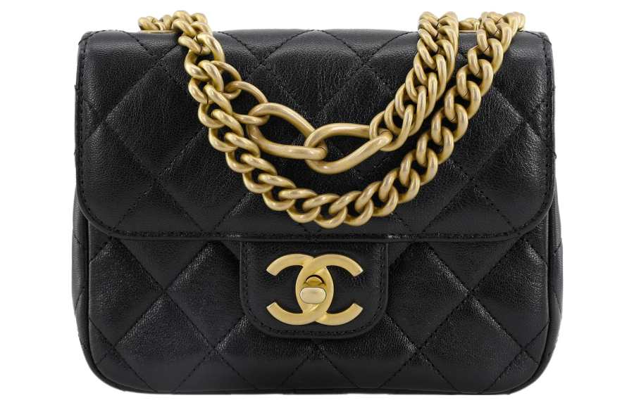 CHANEL Sheepskin Chain Bag, Shoulder Bag, Crossbody Bag Small Women's Black